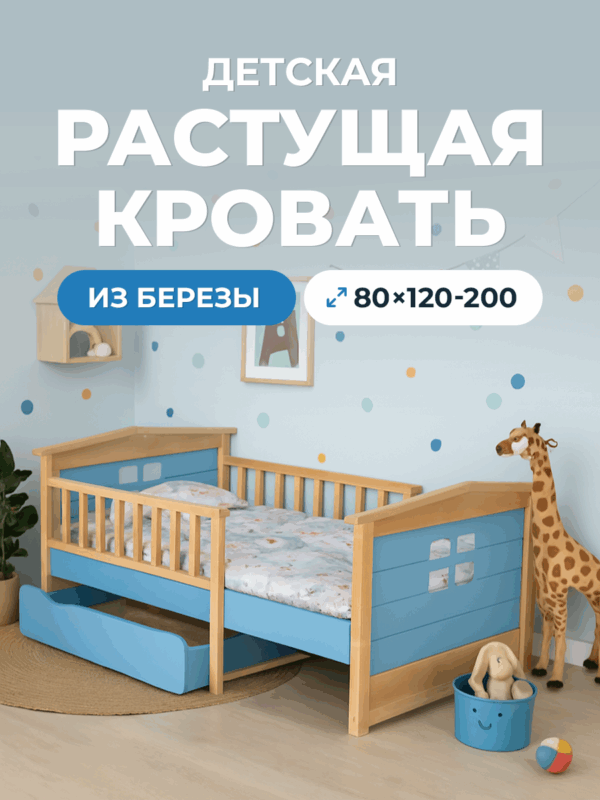 Детская раздвижная кровать домик Forest Blue от года