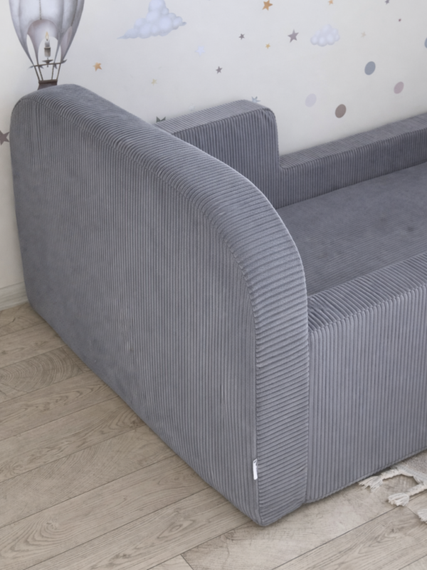 Детская бескаркасная кровать серый вельвет