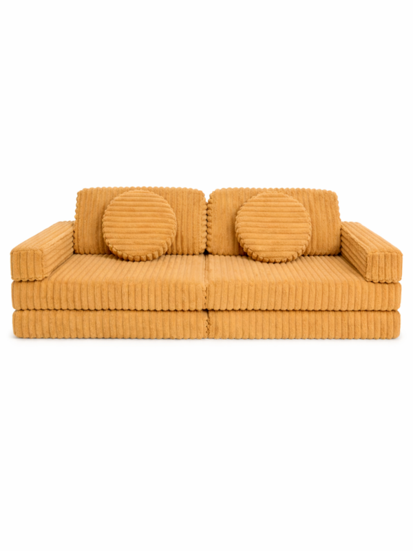 Детский игровой бескаркасный диван вафля янтарная