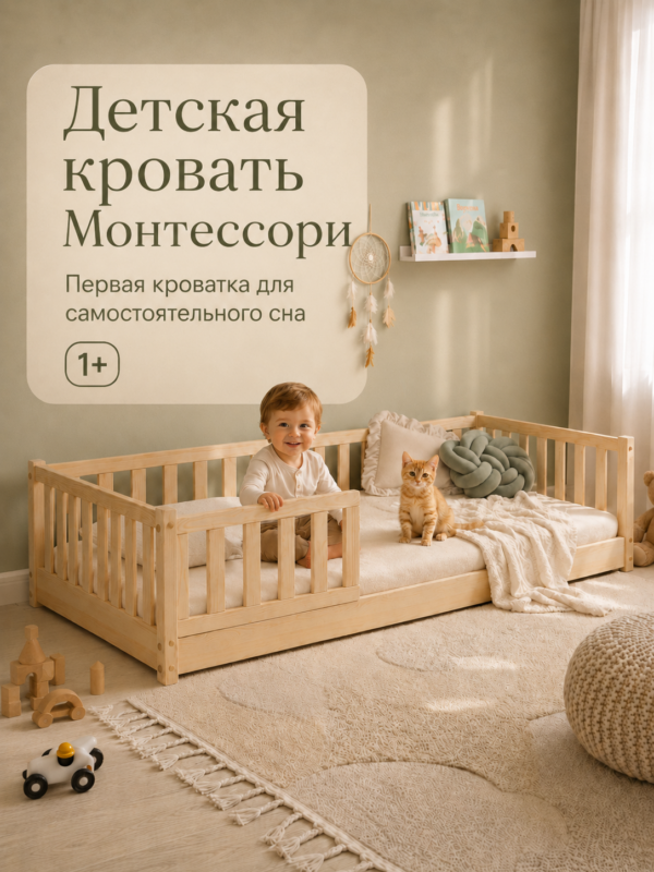 Детская напольная кровать монтессори
