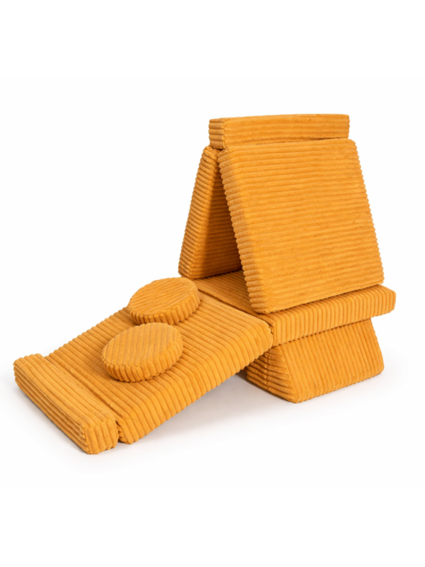 Детский игровой бескаркасный диван вафля янтарная