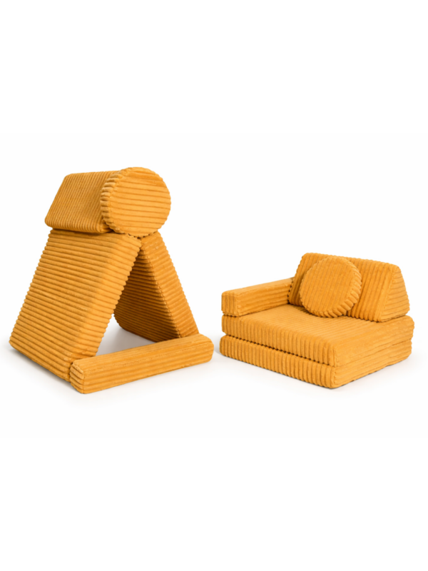 Детский игровой бескаркасный диван вафля янтарная