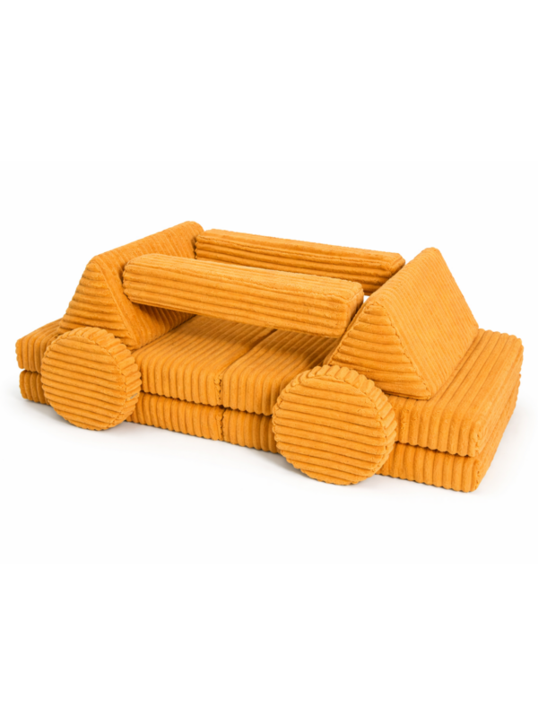 Детский игровой бескаркасный диван вафля янтарная