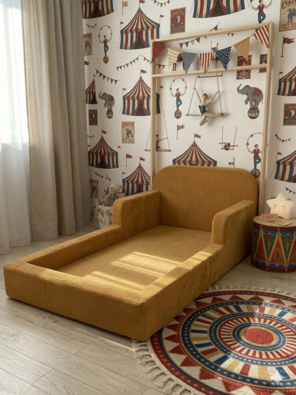 Детская бескаркасная кровать янтарь вельвет