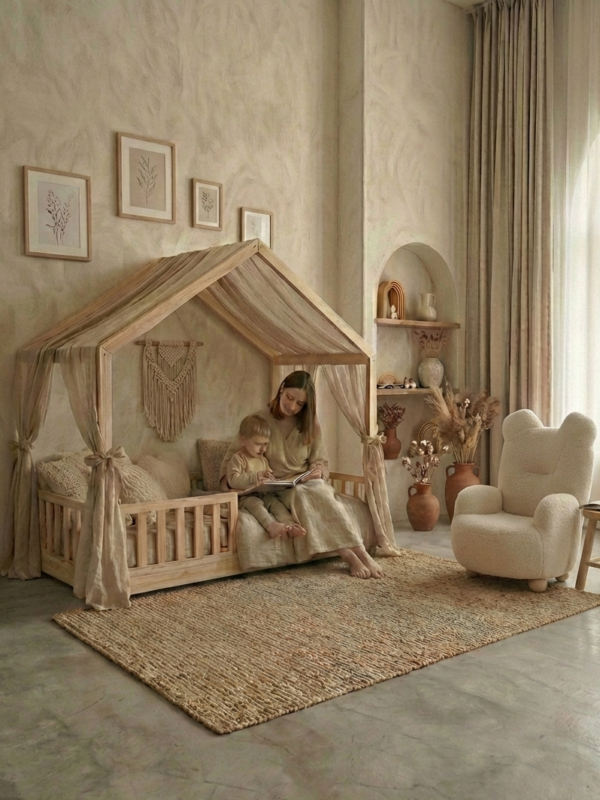 Напольная кровать — домик монтессори