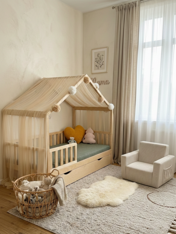 Детская кровать домик с ящиком