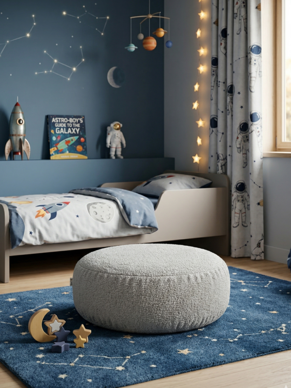 Пуф детский мягкий бескаркасный серый букле