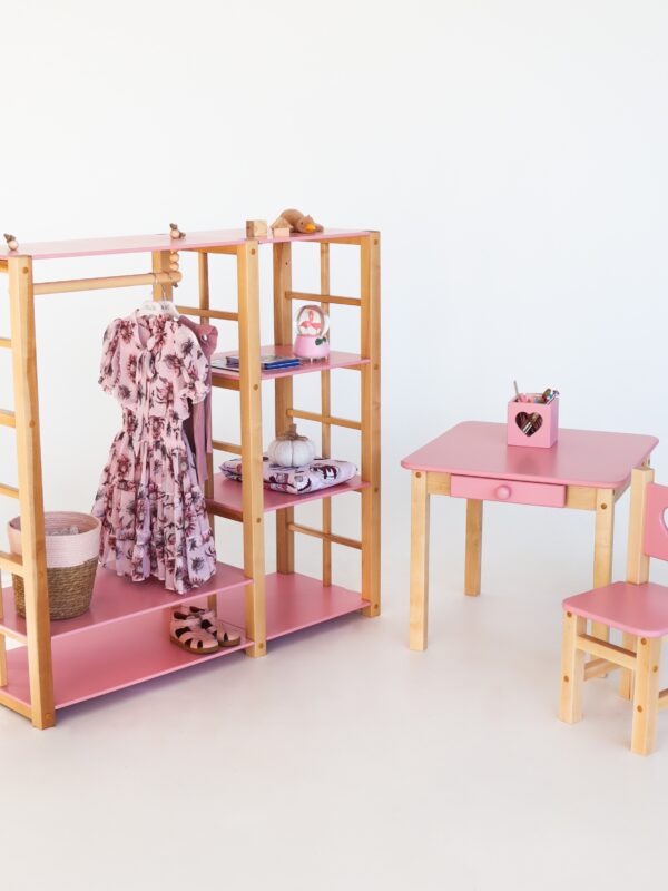 Детский шкаф – стеллаж монтессори Forest Pink