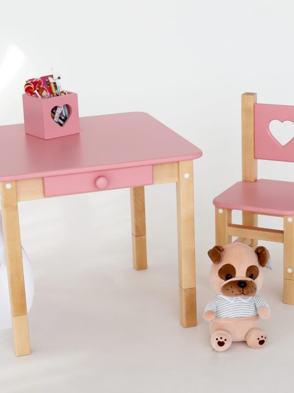 Детский стол и стул растущий FOREST Pink деревянный от года