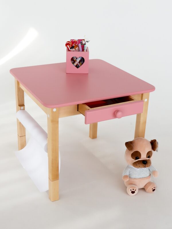Детский стол и стул растущий FOREST Pink деревянный от года