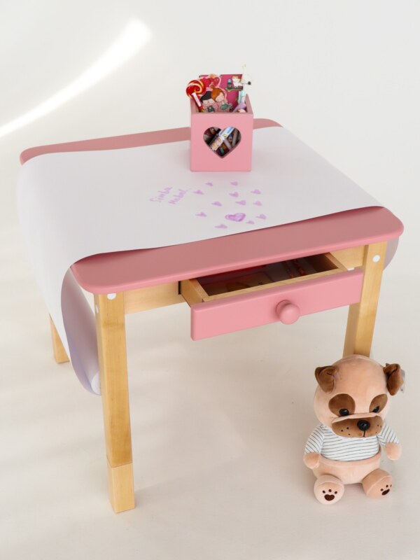 Детский стол и стул растущий FOREST Pink деревянный от года