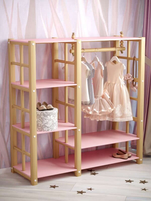 Детский шкаф – стеллаж монтессори Forest Pink