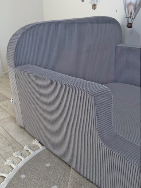 Детская бескаркасная кровать серый вельвет