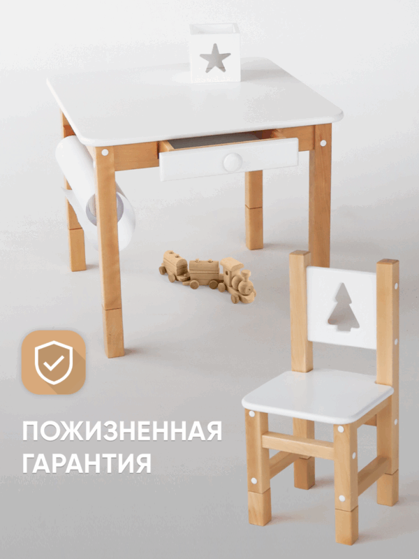 Детский стол и стул растущий FOREST деревянный от года